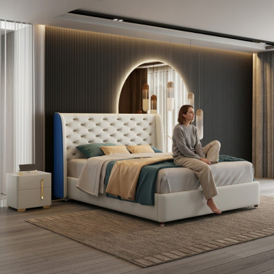 Bedroom furniture designer bed bed frame double beds elegance wood