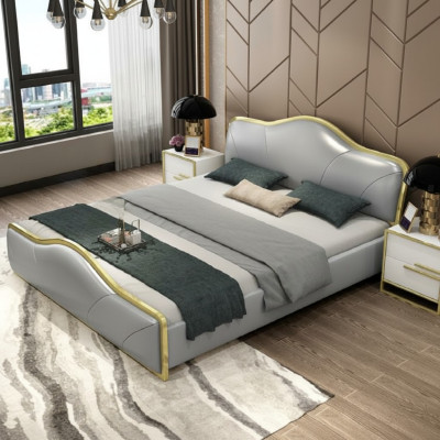 Bedroom bed upholstery design luxury double hotel beds wooden furniture