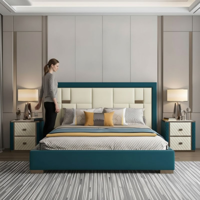 Luxury Bedroom Bed Upholstery Design 180x200cm Double Hotel Beds New