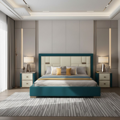 Luxury Bedroom Bed Upholstery Design 180x200cm Double Hotel Beds New