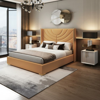 Design double bed 180x200cm hotel furniture luxury upholstery bedroom