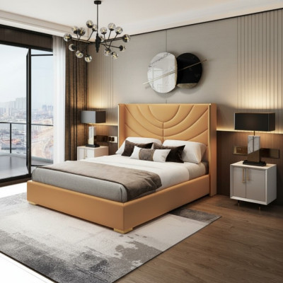 Design double bed 180x200cm hotel furniture luxury upholstery bedroom