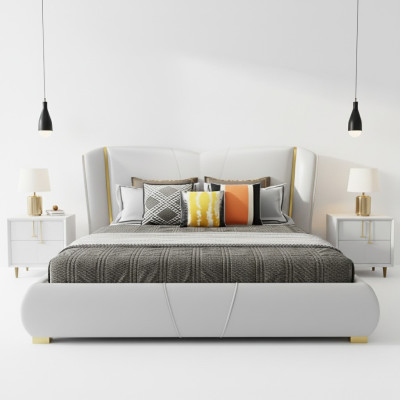 Bed Cushion Design Luxury Double Hotel Beds Sleep Room Wood Furniture