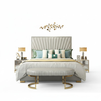 Wood design bed double luxury modern hotel frame bedroom new