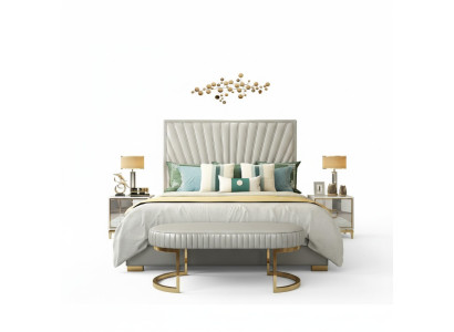 Wood design bed double luxury modern hotel frame bedroom new