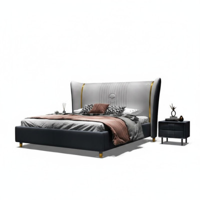 Luxury Bed Wood Upholstered Bed Bedroom 180x200cm Double Bed Hotel New
