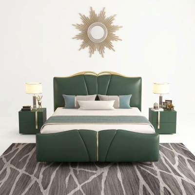 Bed luxury furniture bed frame wood bedroom furniture faux leather new