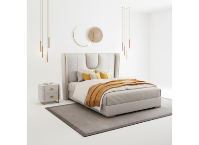 Double hotel beds bedroom bed upholstery design luxury furniture metal