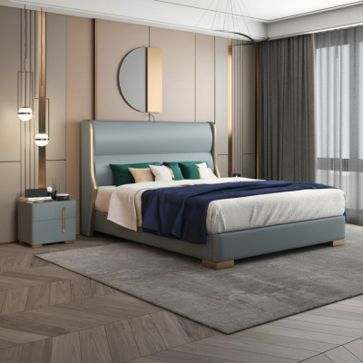 Beds double sleep room wood 180x200cm bed upholstery design luxury