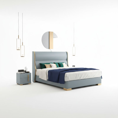 Beds double sleep room wood 180x200cm bed upholstery design luxury
