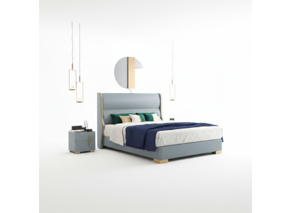 Beds double sleep room wood 180x200cm bed upholstery design luxury