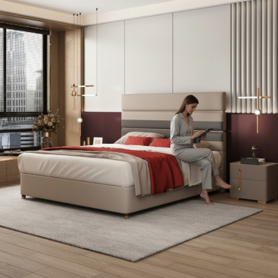 Modern design bed 180x200 faux leather beds double sleeping room hotel