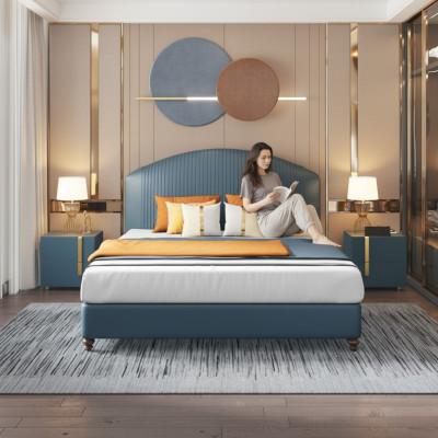 Bed, Bedroom, Luxury, Double Bed, Blue, Modern Design, Beds, Hotel