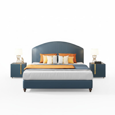 Bed, Bedroom, Luxury, Double Bed, Blue, Modern Design, Beds, Hotel