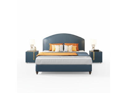 Bed, Bedroom, Luxury, Double Bed, Blue, Modern Design, Beds, Hotel