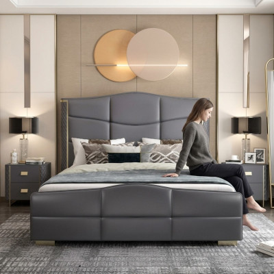 Double design bed modern hotel luxury sleeping room furniture bed frame