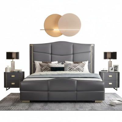 Double design bed modern hotel luxury sleeping room furniture bed frame