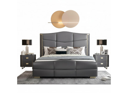 Double design bed modern hotel luxury sleeping room furniture bed frame
