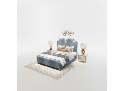 Modern bed, double bed, beds, wood, blue, style, wood, bedroom, new