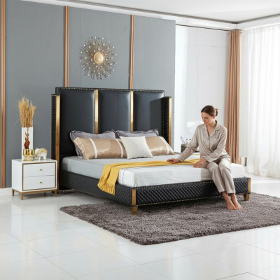Bed cushion design luxury double hotel beds marital sleeping room 180x200cm