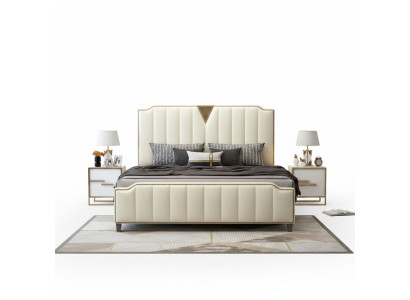 Double bed bedroom beds luxury double bed beige furnishings furniture