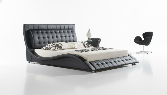 Bed Double Bed Black Upholstered Bed Bedroom Modern 180x200
