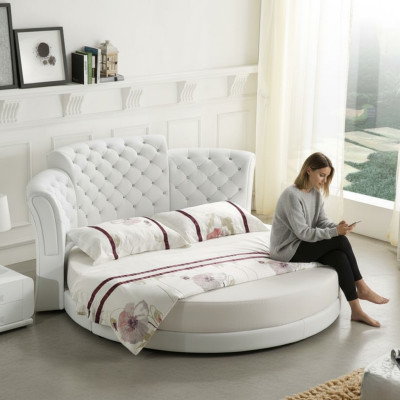 Round Bed Luxury Chesterfield Beds Bedroom Double Bed 200x200 cm