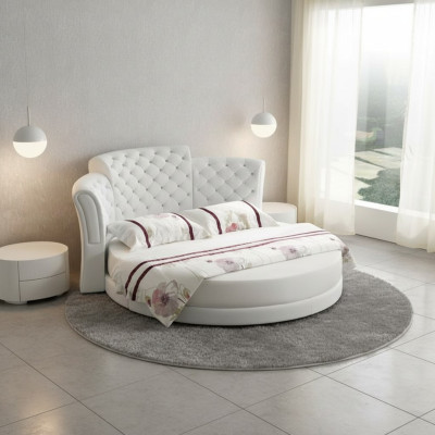 Round Bed Luxury Chesterfield Beds Bedroom Double Bed 200x200 cm