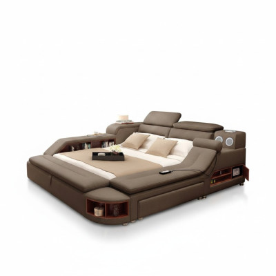 Luxury Bed 180x200 Multifunctional Bedroom Lounger Shelves New