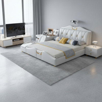 Multifunctional Bed Luxury Design Beds Double Shelf 180x200cm New