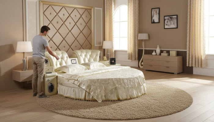 Round bed, round design beds, double luxury hotel frame, sleep room