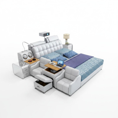 Multifunction Bed Boxes Luxury Design Leather Beds Hotel Double New