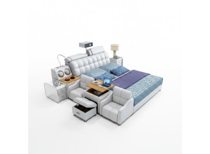 Multifunction Bed Boxes Luxury Design Leather Beds Hotel Double New