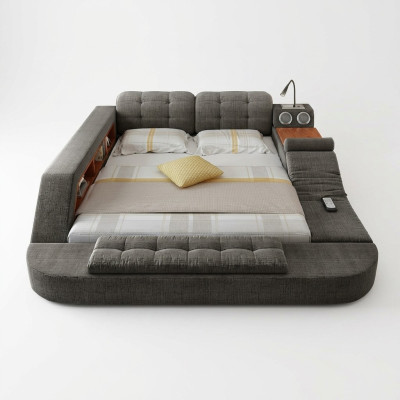 Design bed upholstery beds hotel massage function multifunction shelf