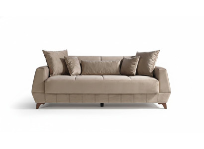 Design Sofa Three-Seater Beige Couch Furniture Textile Fabric 3-Seater Couches Sofas