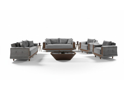 Sofa set 3+2+1+1 seater textile wood sofa 3-seater modern armchair complete set