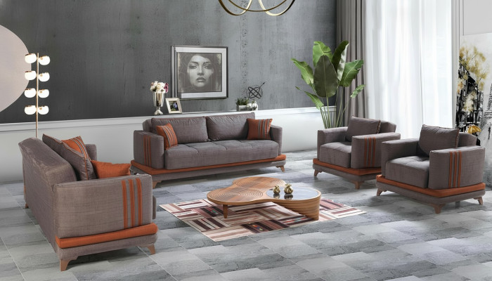 Modern living room design set sofa suite 3+2+1+1 gray living room furniture set