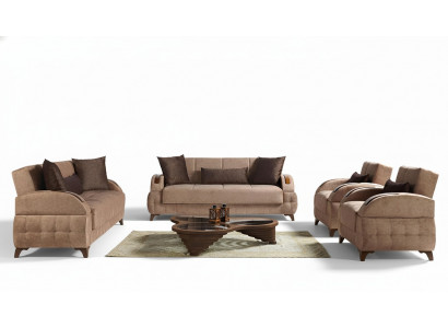 Designer sofa set 3+2+1+1 seater couch upholstery seat cushion brown set