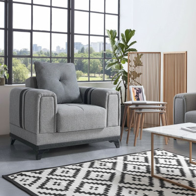 Design Seat Luxury Armchair Relax Textile Gray Armchair Lounge Club Modern Luxury