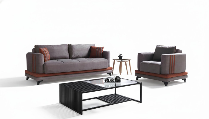 Sofa Set 3+1 Seater Textile Wood Sofa 3-Seater Modern Armchair Complete Set New EU