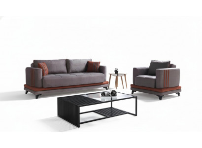 Sofa Set 3+1 Seater Textile Wood Sofa 3-Seater Modern Armchair Complete Set New EU