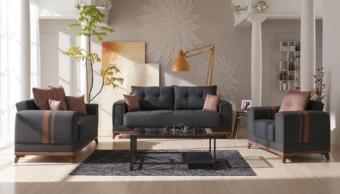 Gray sofa set 3+2+1 seater sofa complete set relaxation armchair 3-piece.
