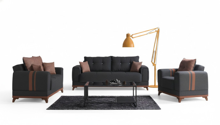 Gray sofa set 3+2+1 seater sofa complete set relaxation armchair 3-piece.