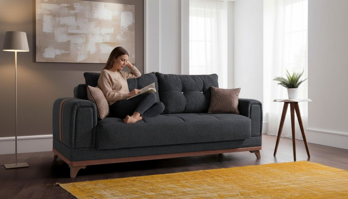 Luxury living room sofa 3-seater relax sofa modern 230 cm luxury black