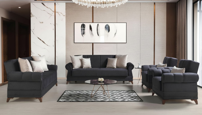 Sofa set 3+2+1+1 seater textile modern complete 2x armchair sofa 3-seater luxury
