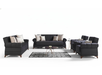 Sofa set 3+2+1+1 seater textile modern complete 2x armchair sofa 3-seater luxury