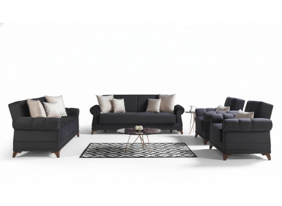 Sofa set 3+2+1+1 seater textile modern complete 2x armchair sofa 3-seater luxury
