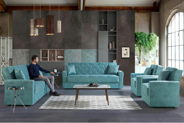 Sofa set 3+2+1+1 seater textile wood sofa 3 seater modern new armchair complete set