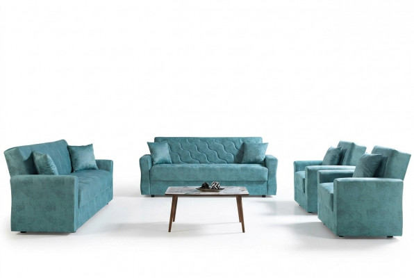 Sofa set 3+2+1+1 seater textile wood sofa 3 seater modern new armchair complete set