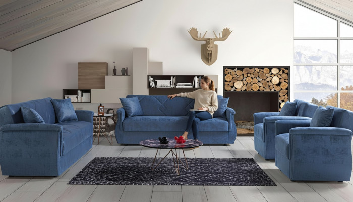 Sofa set 3+2+1+1 wood living room luxury sofa modern fabric complete EU